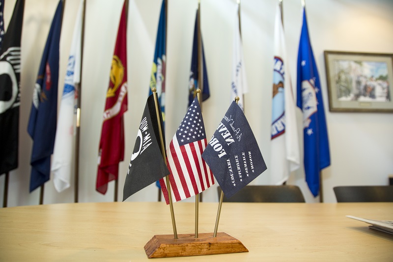 Photo of flags in the Student Veterans Center