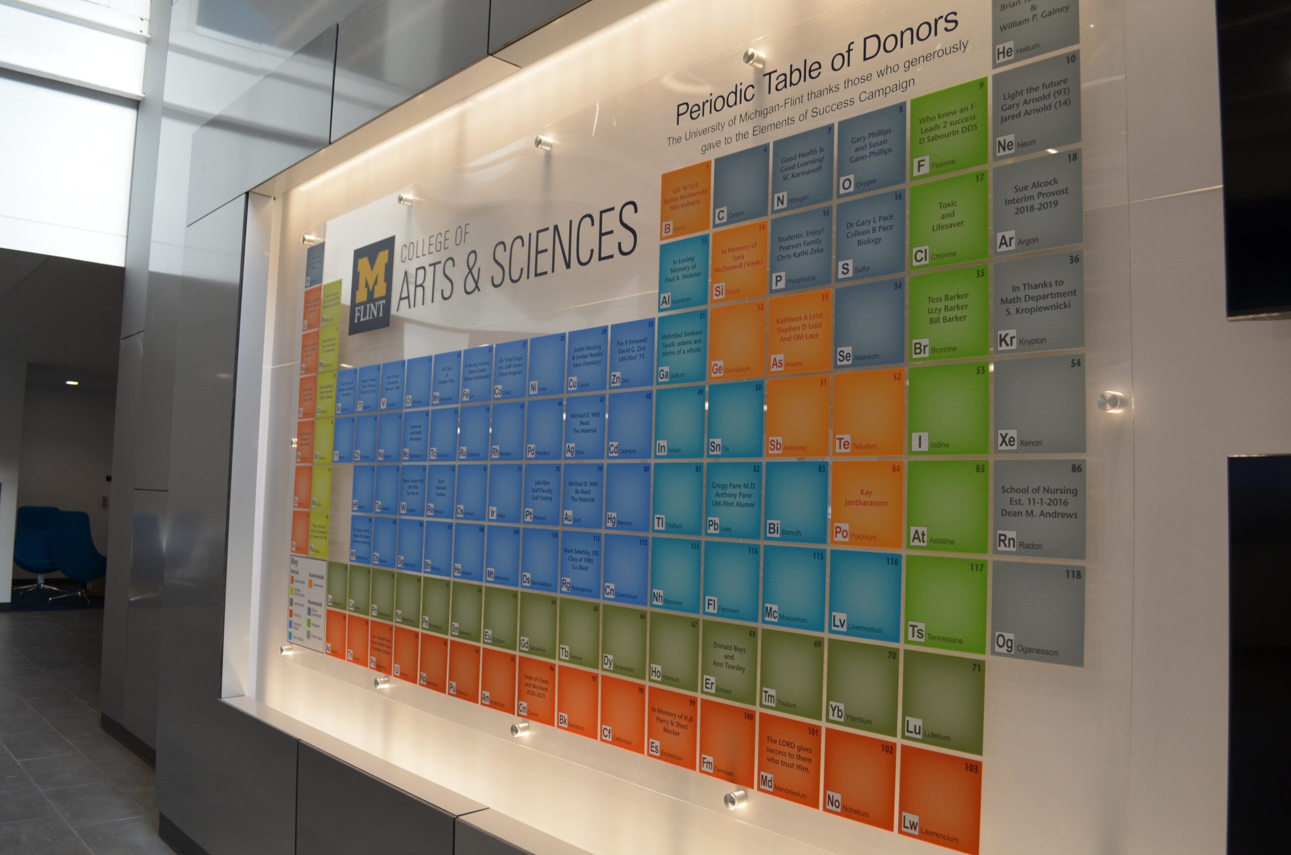 Photo of Donor Wall in Murchie Science Building