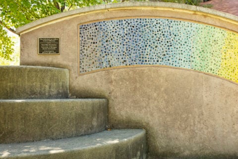 The rainbow tile wall on UM-Flint's campus
