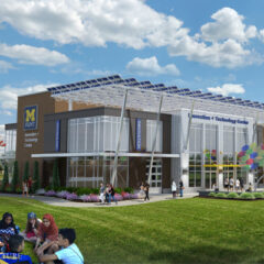 An outside rendering of the Innovation and Technology Center