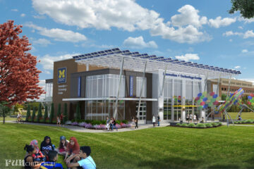 An outside rendering of the Innovation and Technology Center