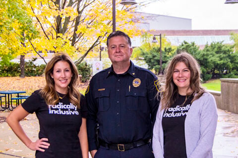 UM-Flint Chief of Public Safety Ray Hall with professors Melissa Sreckovic and Christine Kenney