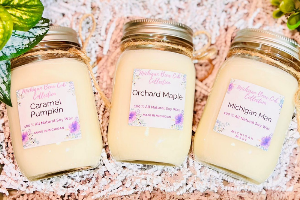 Mason jar candles in a gift box