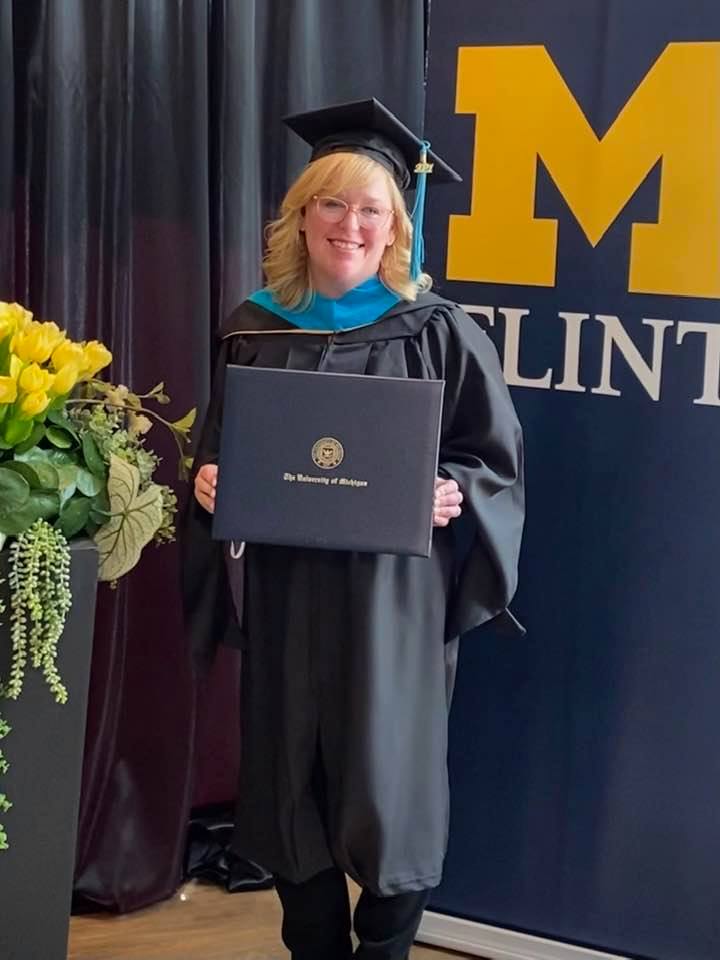 Becky Gaskin with UM-Flint diploma