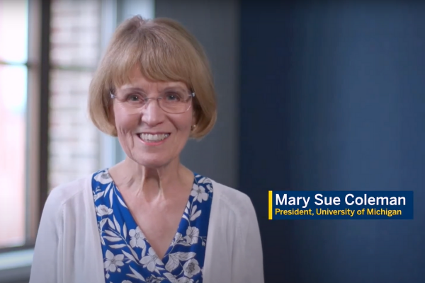 Mary Sue Coleman on video