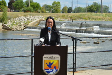 Shannon Estenoz, assistant secretary for fish and wildlife and parks visited the UM-Flint campus Thursday