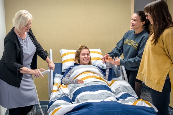 UM-Flint occupational therapy students train in the lab in 2019