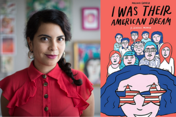 Malaka Gharib and the cover of her book, I Was Their American Dream.