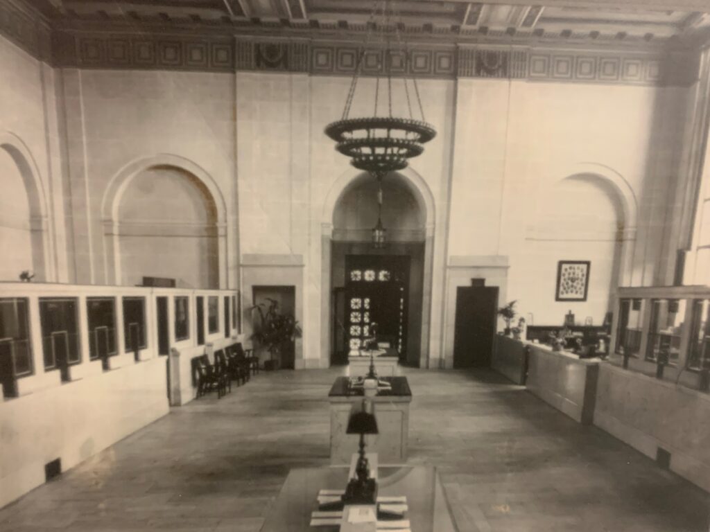 A view of the Industrial Savings bank lobby