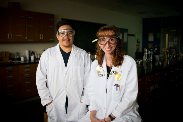 UM-Flint biochemistry professor Jessica Tischler with a student