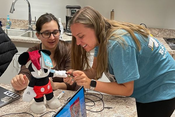 Occupational therapy students Ariel Seyedin and Alex Antoszewski adapt toys to make them accessible for kids with disabilities.&nbsp;  