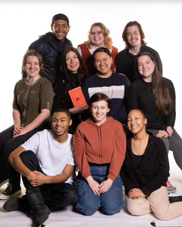 A group photo of the directors and cast of the production. 