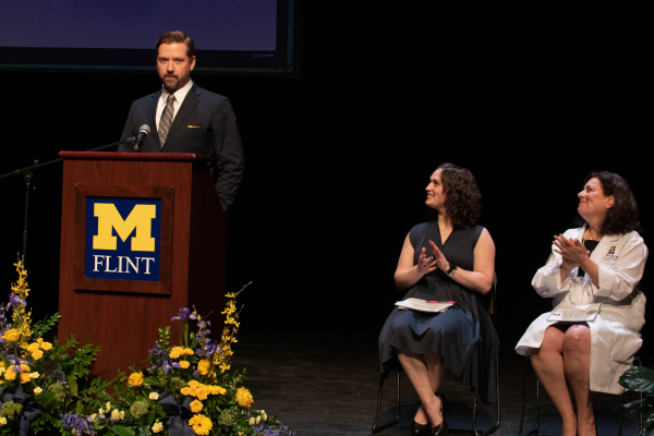 Keith Saylor speaks to his PA Class of 2023 classmates at a ceremony, April 29