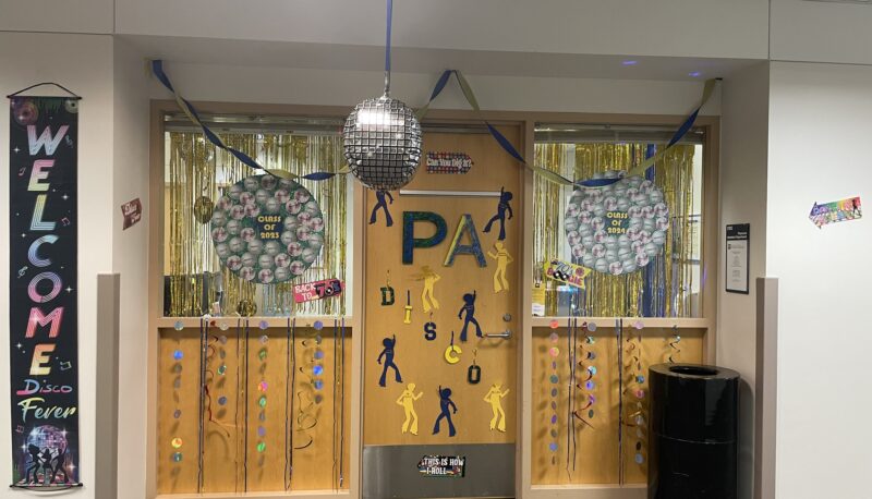 An exterior of an office decorated to be Michigan themed