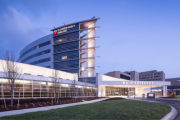 Exterior of a Trinity Health-Michigan hospital