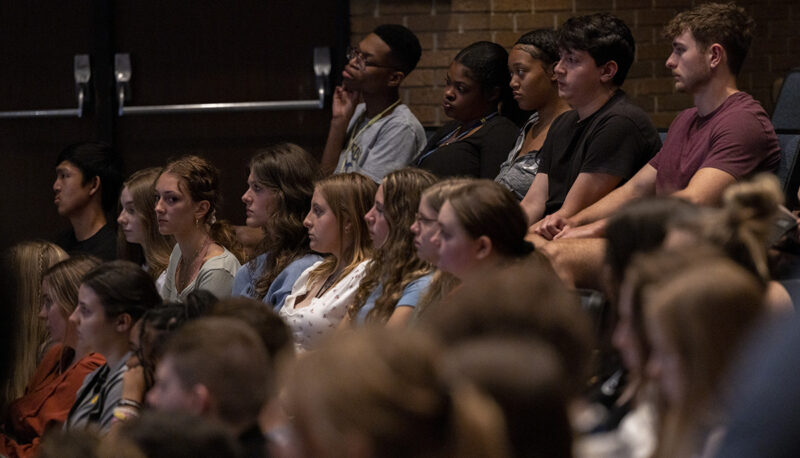 A shot of the student crowd at New Student Convocation