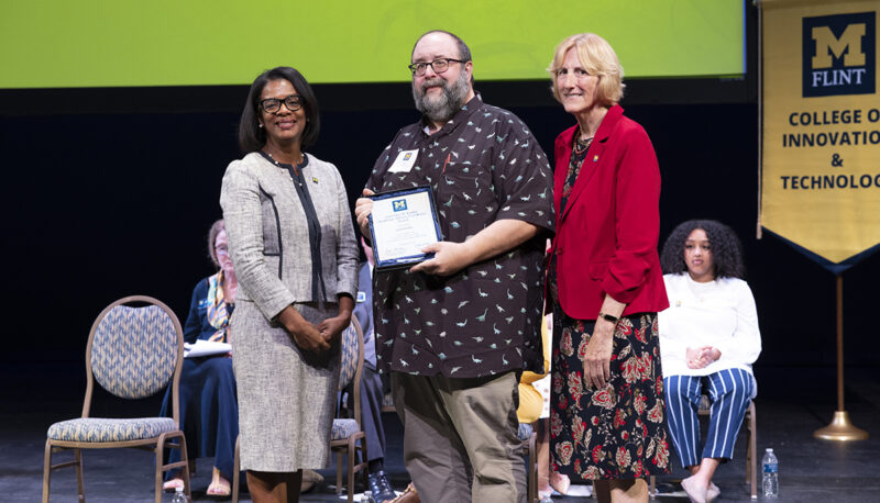 Provost Sonja Feist Price, Interim Chancellor Donna Fry, and Jeff Dobbs