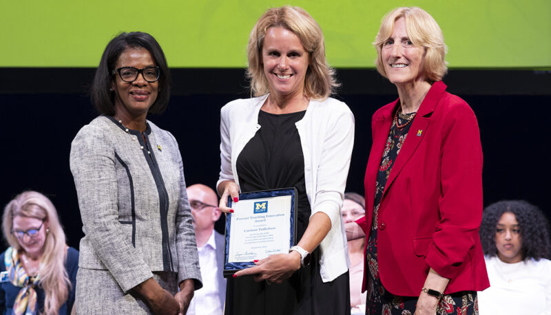 Provost Sonja Feist Price, Interim Chancellor Donna Fry, and Carman Turkelson