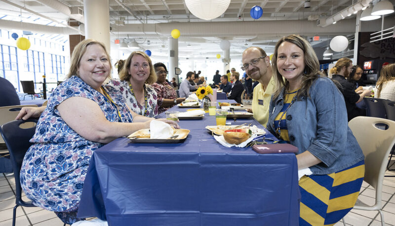 Faculty and staff at the Welcome Back BBQ