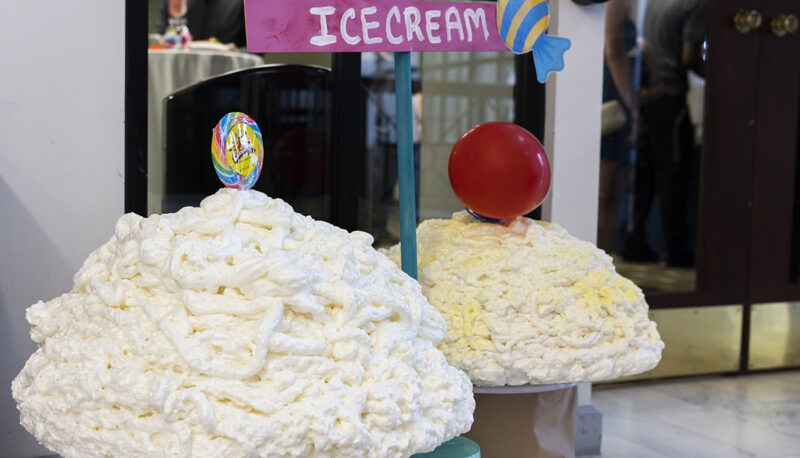 A photo of fake ice cream decorations