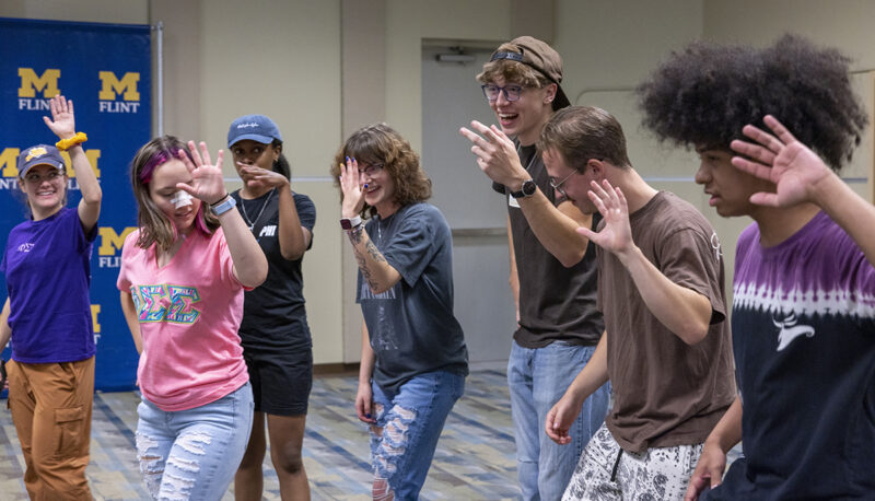 Students doing the cupid shuffle