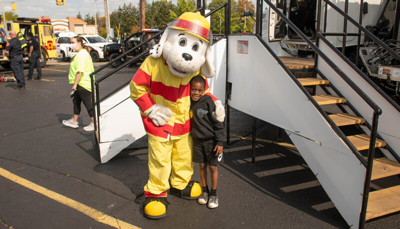 A fireman's dog mascot