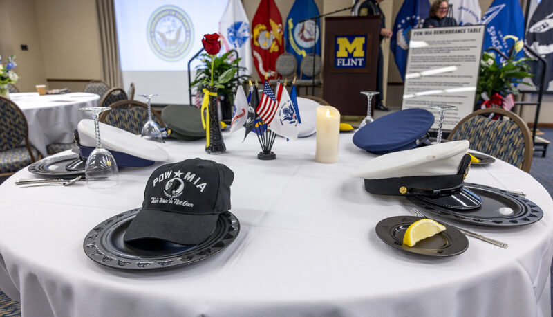 The POW/MIA table at the Veterans Day reception