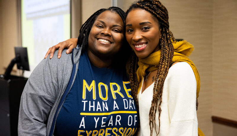 Two female students posing for a photo