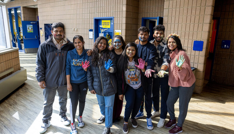 Students showing off their painted hands