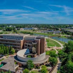 An overhead view of the William S. White Building