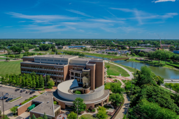 An overhead view of the William S. White Building