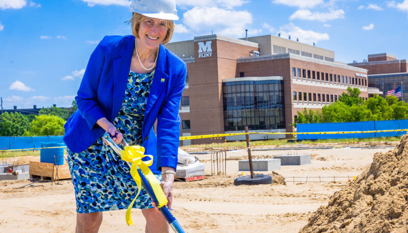 Donna Fry using the ceremonial shovel.