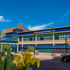 A view of Saginaw St and the University Pavilion