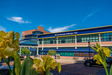 A view of Saginaw St and the University Pavilion