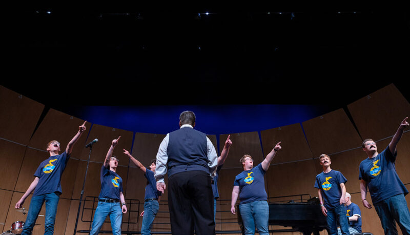 Campers performing on stage