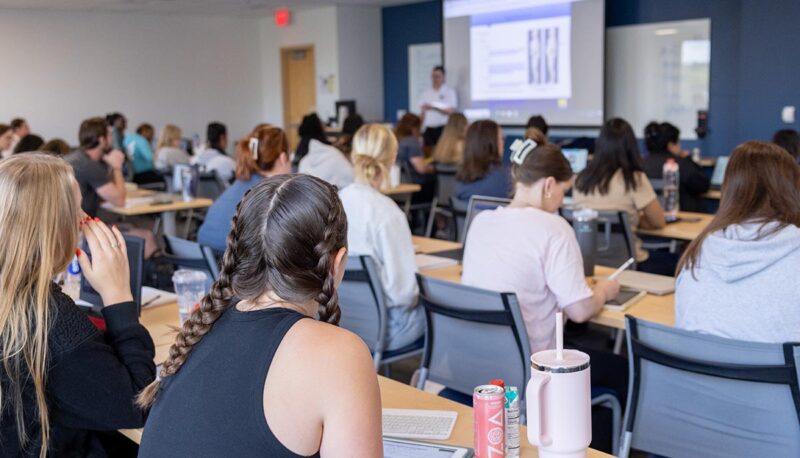 A classroom filled with students.