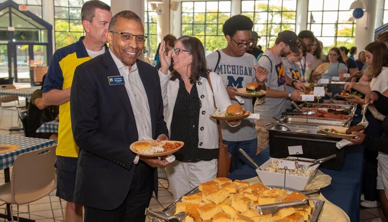 Chancellor Laurence Alexander in the food line at the BBQ