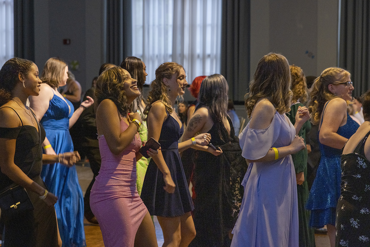 A group of students dancing during the 2023 Homecoming dance