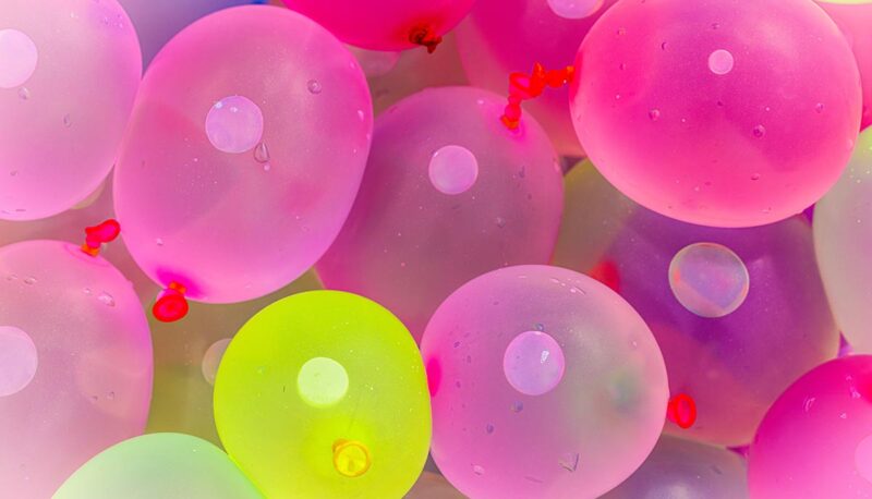 A close up of water balloons