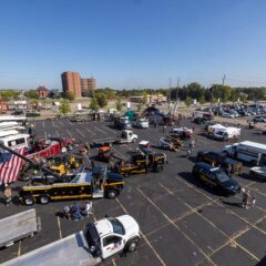 An overhead view of the Touch a Truck parking lot