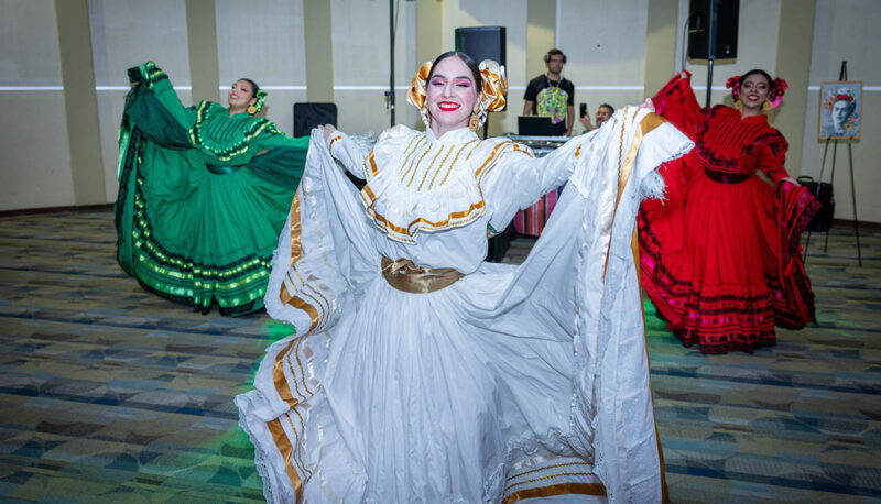 A Folkorico dancer twirling her dress.