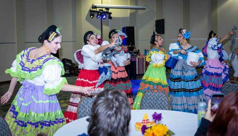 Folkorico dancers in the Happenings Room.