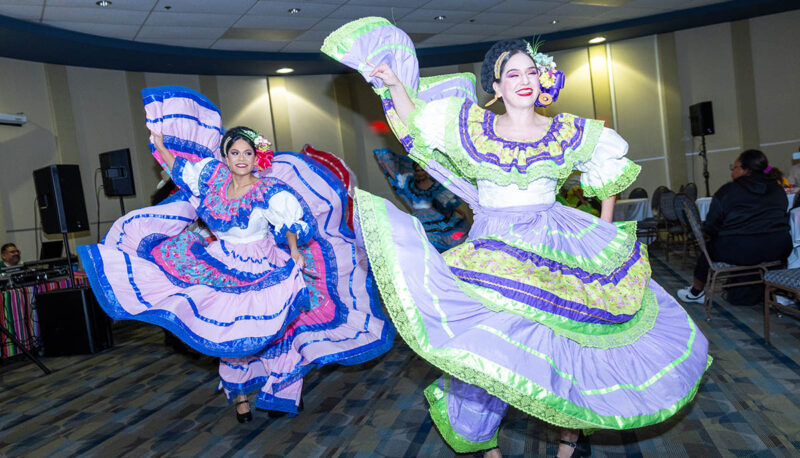 Folkorico dancers in the Happenings Room.