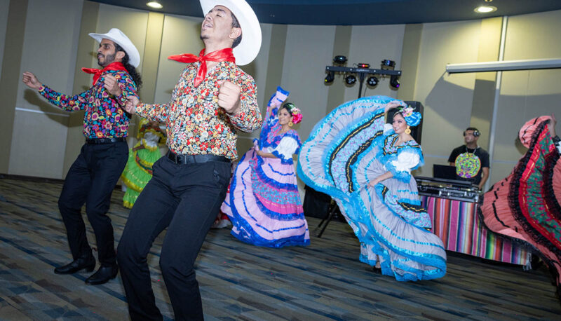 Folkorico dancers in the Happenings Room.