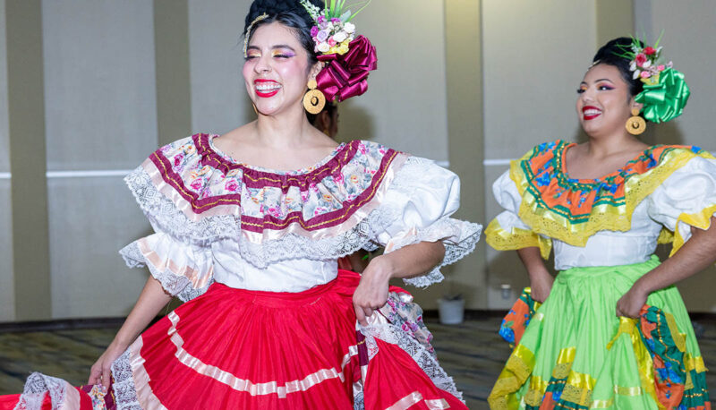 Folkorico dancers in the Happenings Room.