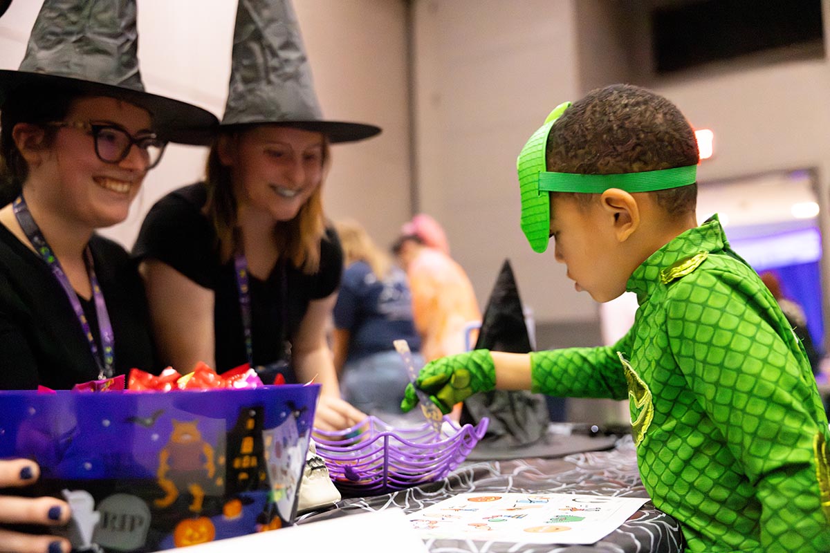 A small child trick or treating