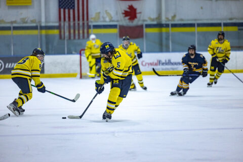 Break away opportunity for UM-Flint Hockey Player,