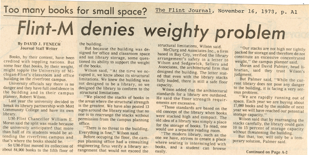 A newspaper clipping with the headline "Flint-M" denies weighty problem."