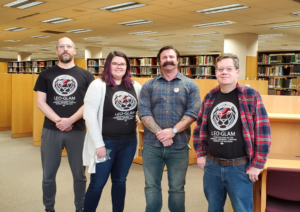 Pictured from left to right: Matt Wolverton, head of technical services; Svoboda; Doyle; and Paul Streby, reference and resource access librarian.