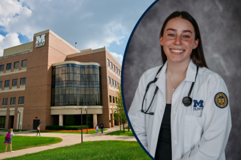 Lani Manners' professional headshot and view of the William S. White Building